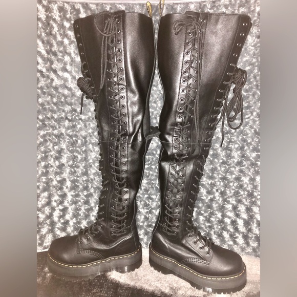 NIB Dr. Martens Rare Azreya Leather28-Eye Platform OTK Lace Up Boots US 8 UK 6 - Picture 8 of 16